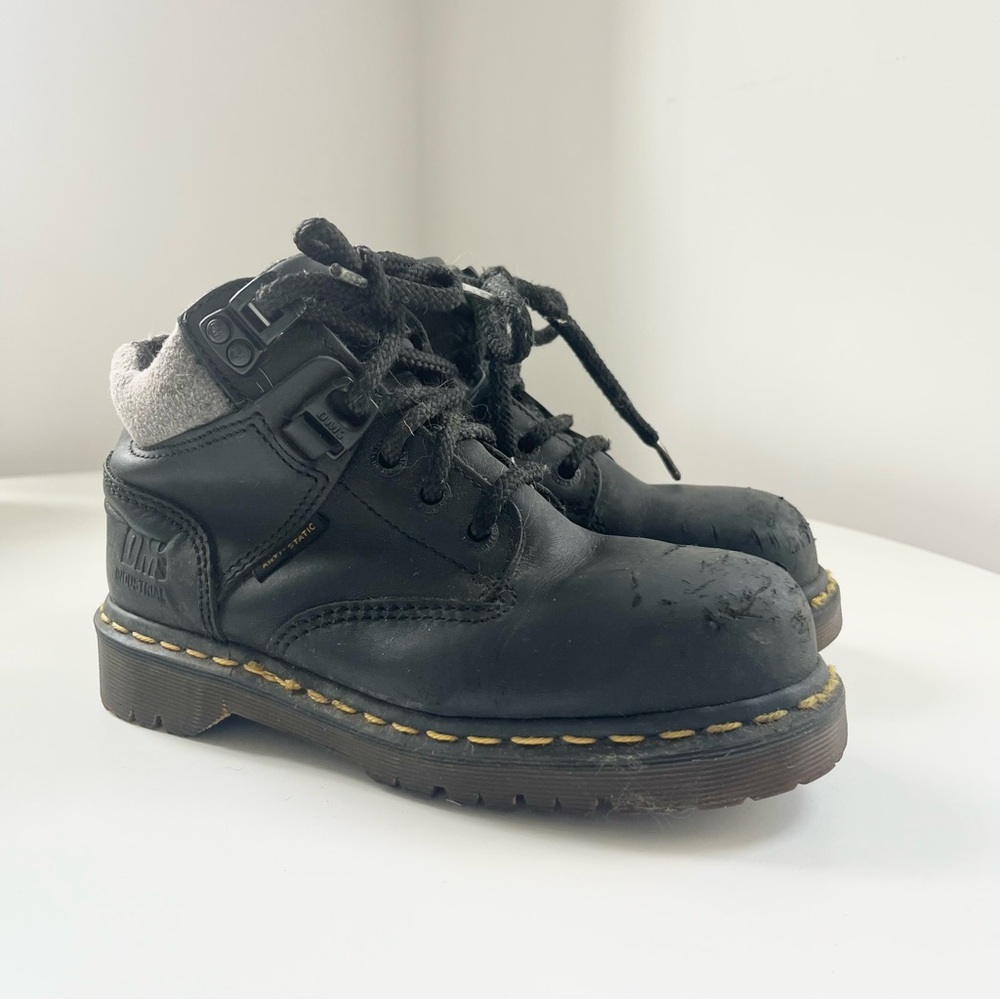 Vintage Kids Doc Martens Steel Toe Boots READ NOTES Black Leather Size 4 England